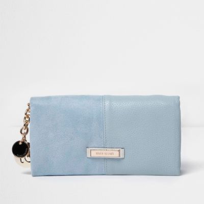 Pale blue soft foldover purse